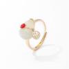 CAOMIAN Gourd Ring Niche Designer White Jade 925 Silver Ring Index Finger Ring Chinese Style Jewelry Female view 1