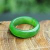 CAOMIAN Natural Hetian Jade Jasper Ring Ring Spinach Green Without Cracks Jasper Ring Bracelet Jade Jade (Size : 18mm) view 2