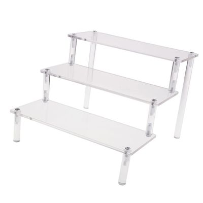 Acrylic Riser Display Stand, 3 Tier Display Shelf, Action Figure Display Stand, Riser Steps Display Stand, Countertop Desktop Tabletop Display Riser for Collection Organizer(L: 11.8inch/30CM)