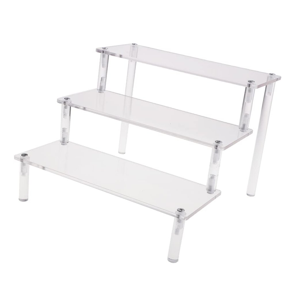 Acrylic Riser Display Stand, 3 Tier Display Shelf, Action Figure Display Stand, Riser Steps Display Stand, Countertop Desktop Tabletop Display Riser for Collection Organizer(L: 11.8inch/30CM)