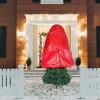 JFBUCF Upright Christmas Tree Storage Bag, Fits 9 FT Tree Dust Cover Bag, Oxford Cloth Holiday Tree Bag with Zipper & Drawstring for Artificial Tree, Red view 3