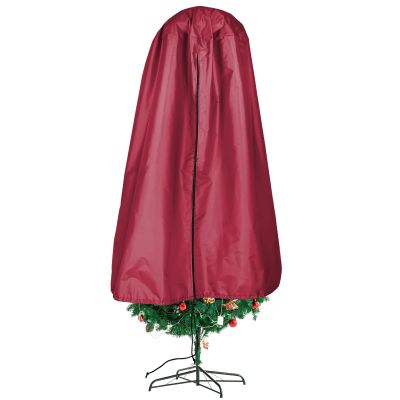 JFBUCF Upright Christmas Tree Storage Bag, Fits 7.5 FT Tree Dust Cover Bag, Oxford Cloth Holiday Tree Bag with Zipper & Drawstring for Artificial Tree, Red