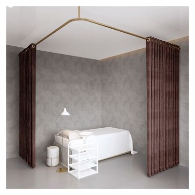 GDMING Bridal Shop Fitting Room, Dressing Room Clothing Store L-Shaped Track Locker Room Partition Curtain Cotton and Linen Velvet Curtains Used for Wedding Dresses and Dress Halls