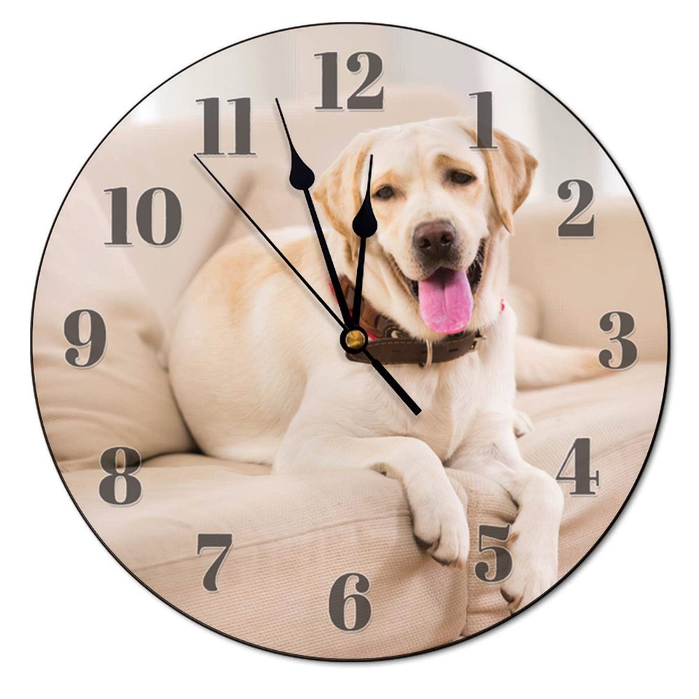 godblessign Labrador Retriever Wall Clock Yellow Lab Dog Wooden Wall Clock