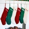 K-MLICE Personalized Christmas Stockings 6 Pack Embroidery Name for Family Custom Xmas Stocking Fireplace Farmhouse Rustic Christmas Ornaments for Home Decoration White Red Green Mantle Gift Holiday view 1