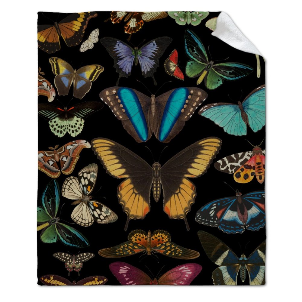 ARTBLANKET Vintage Butterfly Throw Blanket Fannel Fleece Super Soft Funny Blanket Travel Throw Blanket for Bed Couch Sofa 80x60 in for Adult