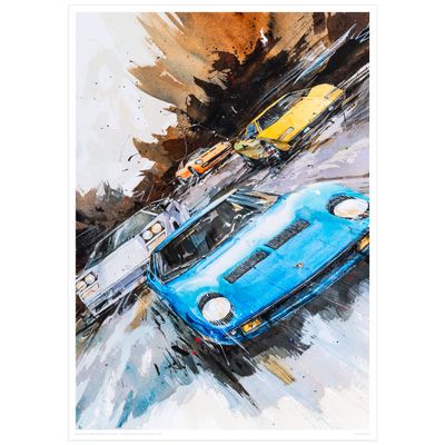 MINSEOK Watercolor Car Posters Room Decor - Premium A2 Art Old Print Pictures, Perfect Car Wall Art Gift - Dynamic Vintage Beautiful Cool Supercars
