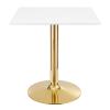 Modway Verne Modern Square 28" Dining Table in Gold White view 1
