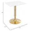 Modway Verne Modern Square 28" Dining Table in Gold White view 2