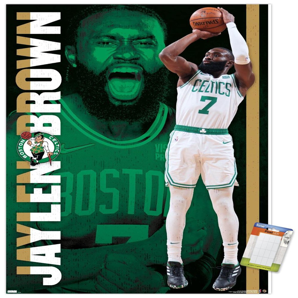 Trends International NBA Boston Celtics - Jaylen Brown 21 Wall Poster, 22.375" x 34", Premium Poster & Mount Bundle