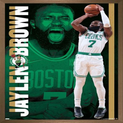 Trends International NBA Boston Celtics - Jaylen Brown 21 Wall Poster, 14.725" x 22.375", Bronze Framed Version