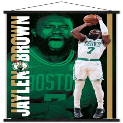 Trends International NBA Boston Celtics - Jaylen Brown 21 Wall Poster, 22.375" x 34", Premium Print and Black Hanger Bundle