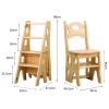 Portable Wooden Stepladder Multifunction Library Steps Bookshelf Display Shelves Stairs Chair Flower Shelf Stepladder| Bookshelf |Plant Stand Step Stool view 2