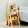 Portable Wooden Stepladder Multifunction Library Steps Bookshelf Display Shelves Stairs Chair Flower Shelf Stepladder| Bookshelf |Plant Stand Step Stool view 3