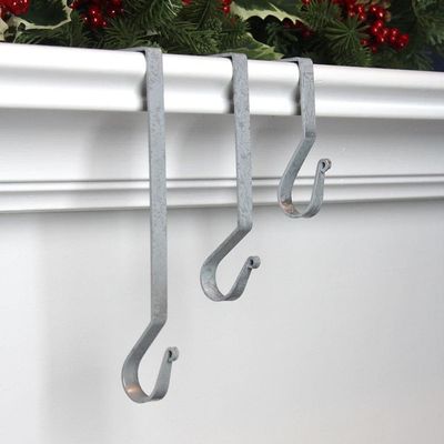 Primitive Home Decors Gray Classic 8" Metal Mantle Stocking Hangers (Set of 6)