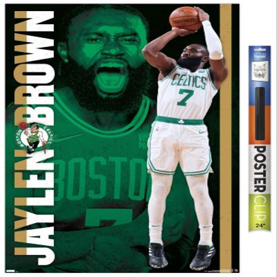 Trends International NBA Boston Celtics - Jaylen Brown 21 Wall Poster, 22.375" x 34", Premium Poster & Clip Bundle