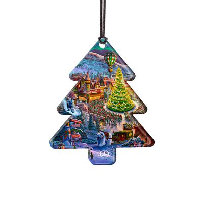 Santa's North Pole - Whimsical Holiday Design by Zach Kinkade  3 x 3.9 Tree-Shaped Hanging Acrylic Print Accessory  Perfect for Gifting and Collecting