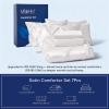 MR&HM Satin Comforter Queen 7 Pieces - Luxurious Pinch Pleat Bedding Set with Comforter, Flat Sheet, Fitted Sheet, Pillowcases & Shams, Super Silky Soft Bed Set for All Season (Queen, Ivory) view 2