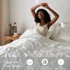MR&HM Satin Comforter Queen 7 Pieces - Luxurious Pinch Pleat Bedding Set with Comforter, Flat Sheet, Fitted Sheet, Pillowcases & Shams, Super Silky Soft Bed Set for All Season (Queen, Ivory) view 3