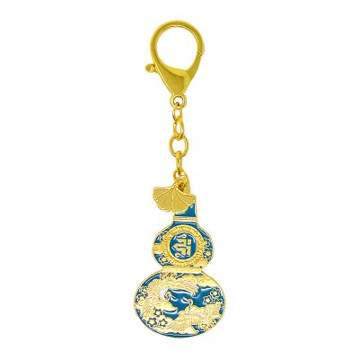 Fengshuibringluck Feng Shui Fengshui HuLu Double Crane Longevity Stay Healthy Amulet Keychain, Blue, 12.5*3.5cm/4.7*1.3in