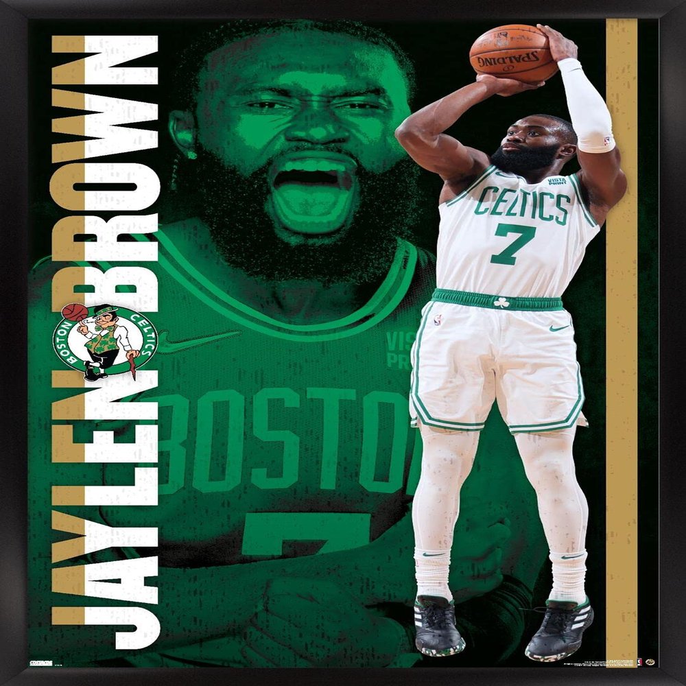 Trends International NBA Boston Celtics - Jaylen Brown 21 Wall Poster, 14.725" x 22.375", Black Framed Version