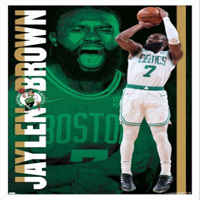 Trends International NBA Boston Celtics - Jaylen Brown 21 Wall Poster, 14.725" x 22.375", White Framed Version