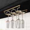 Gold Wine Glass Rack Hanging Metal 304 Stainless Steel Under Cabinet Shelf Stemware Racks Wine Champagne Goblets Holder for Kitchen Bar Pub (Size : 34.5x28x5.5cm) view 1