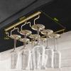 Gold Wine Glass Rack Hanging Metal 304 Stainless Steel Under Cabinet Shelf Stemware Racks Wine Champagne Goblets Holder for Kitchen Bar Pub (Size : 34.5x28x5.5cm) view 2