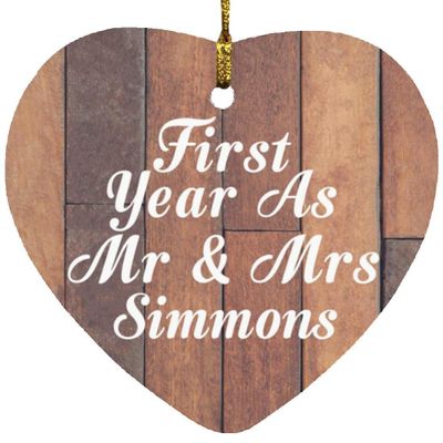Designsify Christmas Tree Decoration, First Year As Mr & Mrs Simmons, Heart Ornament E, Gifts for Birthday Anniversary Valentines Mom Mothers Fathers Day Party, to Men Women Him Her Friend Mom