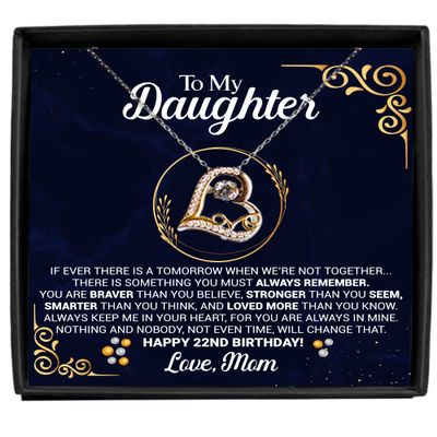 22nd Birthday Necklace Gift from Mom with Message Card for Daughter, to My Daughter 22nd Birthday Love Dancing Necklace Gift