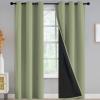 100% Blackout Curtains for Living Room, Thermal Insulated Blackout Curtains 84 inch Length Heat and Full Light Blocking Curtains Window Drapes for Bedroom with Black Backing, Sage, 2 Panels, W42 x L84 view 1