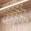Gold Wine Glass Rack Hanging Metal 304 Stainless Steel Under Cabinet Shelf Stemware Racks Wine Champagne Goblets Holder for Kitchen Bar Pub (Size : 57x28x5.5cm) view 1