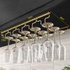 Gold Wine Glass Rack Hanging Metal 304 Stainless Steel Under Cabinet Shelf Stemware Racks Wine Champagne Goblets Holder for Kitchen Bar Pub (Size : 57x28x5.5cm) view 2