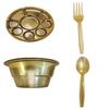 Mahavir 9 Compartment Disposable Gold Plates - Indian Thali Plastic Tray (200 w/Spoon/Fork/Bowl) view 1