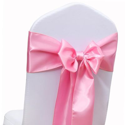 50 Pack Pink Chair Sashes, Gankar Pink Satin Chair Ribbons Ties for Wedding Party Birthday Gender Reveal Decoration, Romantic Chairs Bows