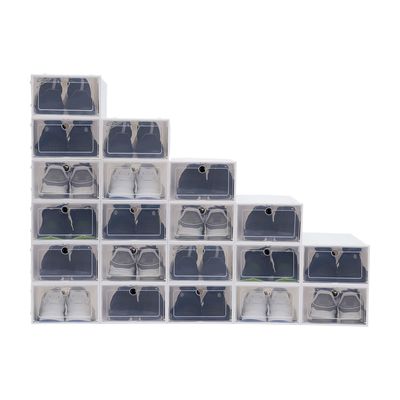 20 Pack Stackable Shoe Box, Plastic Foldable Shoe Box, Shoe Containers with lids, Drawer Type Home Storage Case, Shoe Storage Box and Shoe Organizer for Display Sneakers White 13x9.05x5.51in