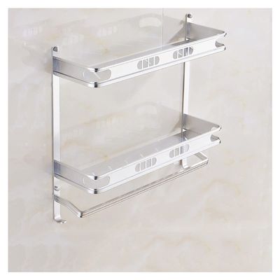 ZTBH Bathroom Divider Storage Organizer Shelf, Bath Hanging Storage Holder for Bathroom Bathroom Hardware Sets (Color : 50CM Double Layer)