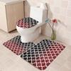 Bath Mat 3 Piece Bathroom Rug Sets, Gradient Color Red and Black Retro Morocco Geometric Pattern Non Slip Bath Rug Contour Mat and Toilet Lid Cover, Absorbent Shower Mats Soft Bath Rug and Mat Sets view 4