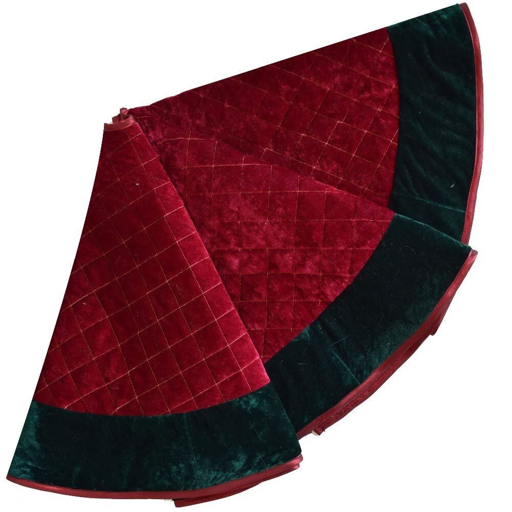 DUO ER 36"/42"/48" Red Velvet Diamond Quilted Embroidery Decoration Skirt with Green Border Decoration Christmas Tree Skirt (Tree Skirt Diameter : 36inch)