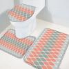 Bath Mat 3 Piece Bathroom Rug Sets, Gradient Gray and Pink Geometric Abstract Medieval Print Non Slip Bath Rug Contour Mat and Toilet Lid Cover, Absorbent Shower Mats Soft Bath Rug and Mat Sets view 3
