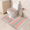 Bath Mat 3 Piece Bathroom Rug Sets, Gradient Gray and Pink Geometric Abstract Medieval Print Non Slip Bath Rug Contour Mat and Toilet Lid Cover, Absorbent Shower Mats Soft Bath Rug and Mat Sets view 4