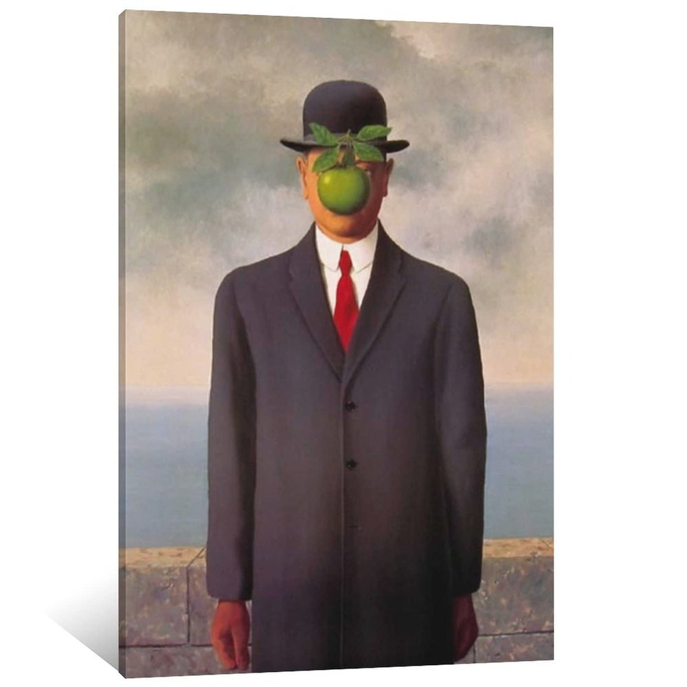 50 Most Famous Paintings - Rene Magritte - The Son of Man Poster Decorative Painting Canvas Wall Art Living Room Posters Bedroom Painting 20x30inch(50x75cm)