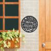 Round Christmas Wreath Metal Sign Christmas Greeting Circular Christmas Decor Sign Wall Hanging Metal Art Home Decor for Room Farmhouse Yard Garden Winter Holiday New Year Gift view 3