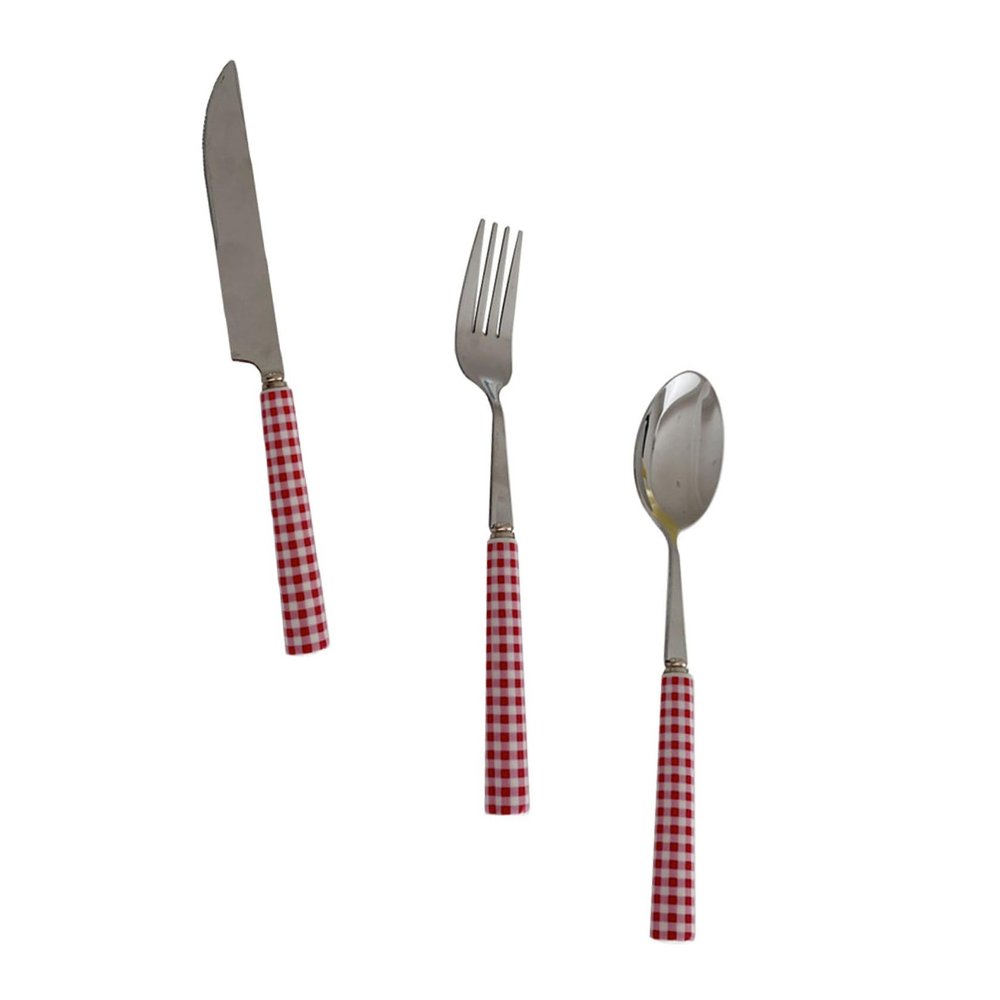 1set Stainless Steel Steak Cutter Ceramic Handle Multi-Function Fork and Spoon for Portable and Lightweight Cutlery for Home and Outdoor Use