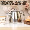 VeoHome Stainless Steel Tea Pot with Infuser - Keeps Heat Thanks to its Double Wall, Silver (0.5 Liter (17 oz)) view 3