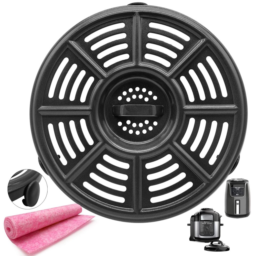 HEISENLIN Air Fryer Replacement Parts Crisper Plate for Ninja Air Fryers Foodi, 8.2 inch 4QT Premium Round air Fryer Tray Grill Pan Plate Accessories with Rubber Feet for Ninja, Dishwasher Safe