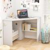Tangkula White Corner Desk - 90 Degrees Triangle for Computer, Small Space, Bedroom, Makeup Vanity Desk with Storage Shelves & CPU Stand, Space Saving Writing Desk view 3