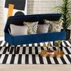 Baxton Studio Caine Modern and Contemporary Navy Blue Velvet Fabric Upholstered and Dark Brown Finished Wood Storage Bench view 2