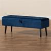 Baxton Studio Caine Modern and Contemporary Navy Blue Velvet Fabric Upholstered and Dark Brown Finished Wood Storage Bench view 4