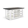 Pemberly Row 71.5" x 38" Farmhouse Wood Kitchen Island with Adjustable Shelves, Ample Storage Space, in White & Dark Brown Finish view 3